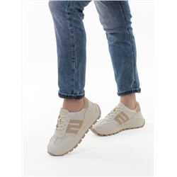 03-WG040-2M MILK/BEIGE Кроссовки демисезонные женские (натуральная кожа)