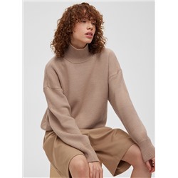 Свитер свободного кроя, бежевый