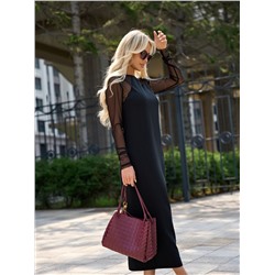 Платье чёрное с рукавами из сетки