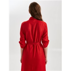 Платье А-образного силуэта красное с поясом