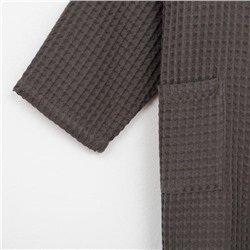 Халат вафельный женский удлинённый «Этель» Boho, размер 54-56, хлопок, 290 г/м², светло-серый