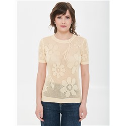 Джемпер вязаный с короткими рукавами в цвете экрю