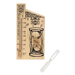 УЦЕНКА Термометр для бани с песочными часами 15 мин «Дом», деревянный, 28×14 см, Добропаровъ 978