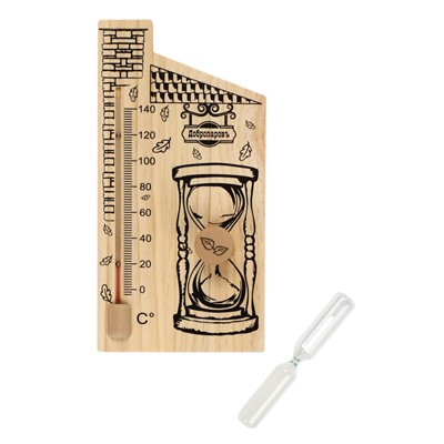 УЦЕНКА Термометр для бани с песочными часами 15 мин «Дом», деревянный, 28×14 см, Добропаровъ 978