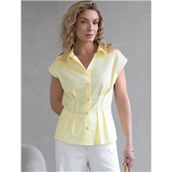 Блузка приталенного кроя с коротким рукавом из легкого хлопкового поплина с эластаном