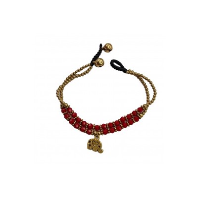 Браслет ручной работы с кулоном в виде слона (красный) Handmade Bracelet with Elephant Pendant (Red)