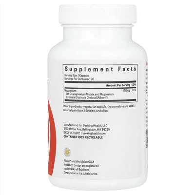 Seeking Health, Optimal Magnesium, магний, 150 мг, 90 вегетарианских капсул