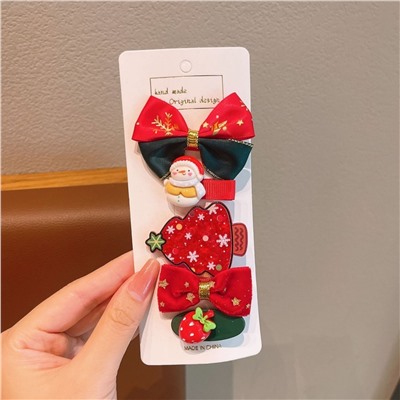 Набор детских Новогодних заколок 5 штук