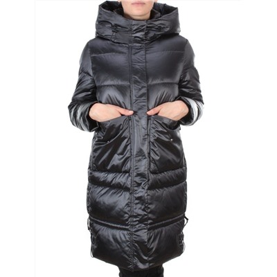 9106 BLACK Пальто зимнее женское  FLOWEROVE (200 гр. холлофайбера)