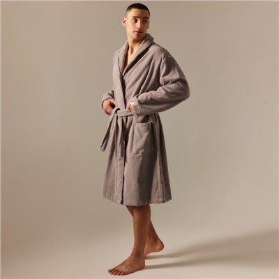 Халат махровый мужской SL HOME: Basic «Софт Мист», размер S, хлопок 100%, серый