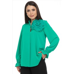 Блузка зелёная с цветком из органзы