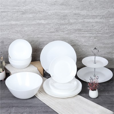Столовый набор 20 предметов Евро с вазой для фруктов / 19PCS-100726095 (white) /уп 2/