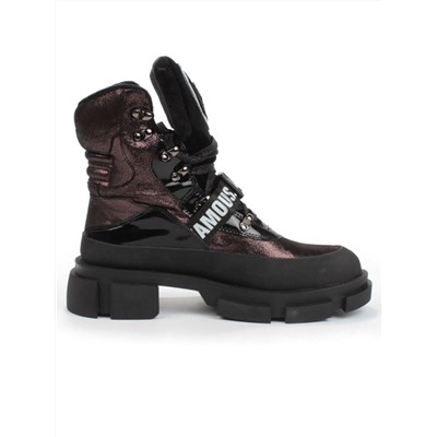 01-H016-362-Y197Q/Q28K GUN/BLACK Ботинки демисезонные женские (натуральная кожа, байка)