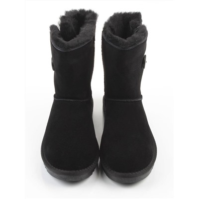 04-PAYH02-01Z BLACK  Угги женские (натуральная замша, 100% шерсть, натуральный мех)