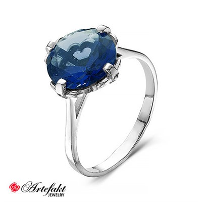Серебряное кольцо с зеленым фианитом - 358