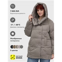 Куртка зимняя женская с капюшоном модная коричневого цвета 7651K