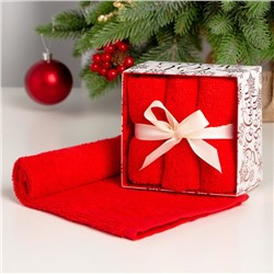 Набор махровых полотенец «С Новым годом», 30×30 см - 3 шт., хлопок 340 г/м²