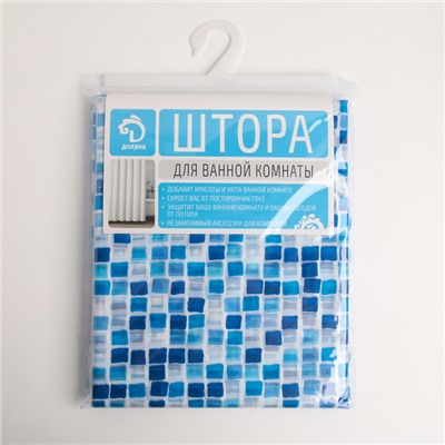 Штора для ванной 180×180 см "Плитка", ПВХ, прозрачная