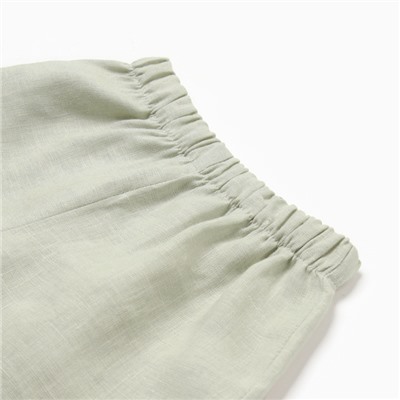 Костюм детский (рубашка и шорты) Крошка Я Linen, р. 86-92, зеленый