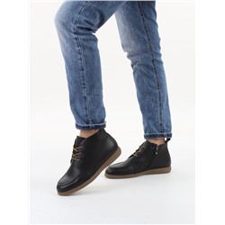 01-S77-98 BLACK Ботинки демисезонные женские (натуральная кожа, байка)