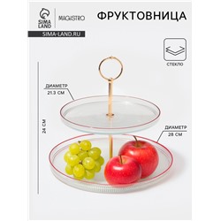 Блюдо 2-х ярусное Magistro Radiant, 24×28 см, стекло, прозрачное