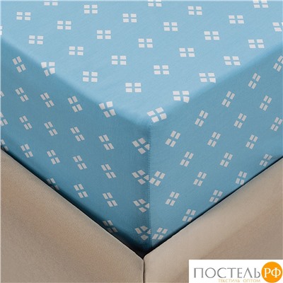 MEDSLEEP КАТАЛЕЯ Простыня на резинке 160х200+30, 1 пр., хл./сатин голубой