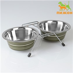 Набор из 2 цветных мисок на подставке, 2×450 мл