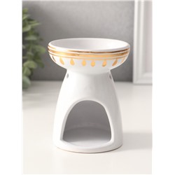 Аромалампа для эфирных масел «Будда и лотос», керамика, белая с золотом, 9.3×9.3×11.8 см