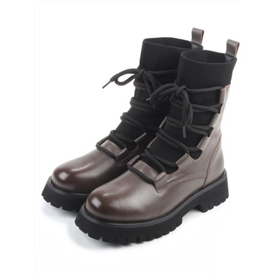 01-XKL21-196R GRAY/BROWN Ботинки демисезонные женские (натуральная кожа, байка)