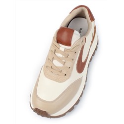 05-A606-2 BEIGE BROWN Кроссовки женские (натуральная кожа, натуральная замша)