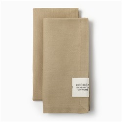 Набор салфеток «Этель» Kitchen, 40×40 см - 2 шт., 100% хлопок, саржа 250 г/м², бежевый