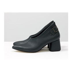 Дизайнерские туфли перчатки (glove shoes) с ремешком, на невысоком обтяжном каблуке, выполнены из натуральной итальянской кожи зеленого цвета, Новая Коллекция от Gino Figini, Т-2056-05