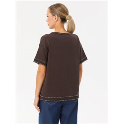 Блуза вязаная коричневая с короткими рукавами