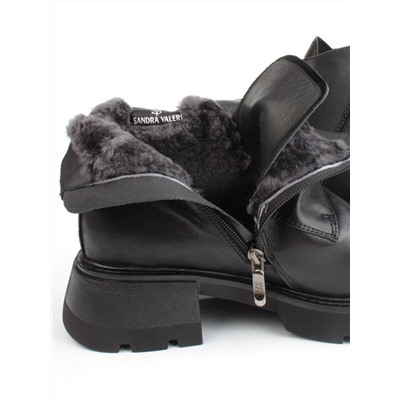 04-M3-L857 BLACK Ботинки зимние женские (натуральная кожа, натуральный мех)
