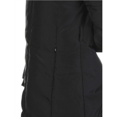 YW-17013 BLACK Пальто женское зимнее (био-пух, натуральный мех лисицы)