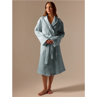 Халат вафельный женский SL HOME: Basic «Аззура», хлопок 100%, бирюзовый