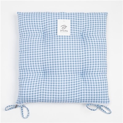 Подушка на стул «Этель. Клеточка» 40×40 см, голубая