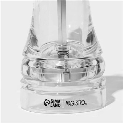 Мельница для специй Magistro Glace, 18.5 см, 75 мл, керамический механизм, акрил, прозрачная