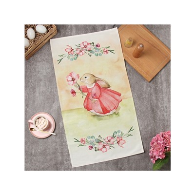 Полотенце кухонное «Этель. Зайчик с цветком», 40×73 см, 100% хлопок, саржа 190 г/м²