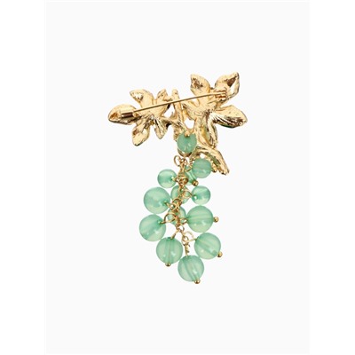 Брошь «Нефрит» виноград, зелёный в золоте