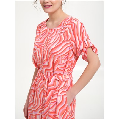 Платье коралловое с разрезами по бокам