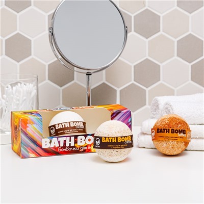 Набор BATH BOMB (Набор бурлящих шариков ИРИСКА-КОКОС-КОФЕ), 3шт.