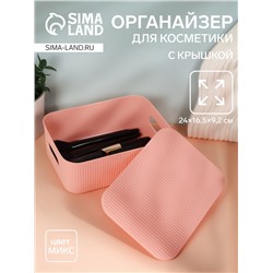 Органайзер для хранения косметических принадлежностей, с крышкой, 24 × 16,5 × 9,2 см, цвет МИКС