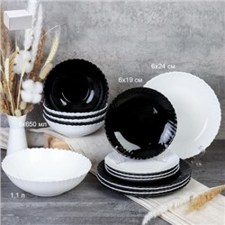 Столовый набор 19 предметов  Классика Черно-белый NH19GT-957579 (BLACK&White) (уп2)