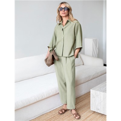 Брюки бананы с поясом на резинке из плотного лиоцелла