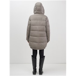 Куртка женская зимняя на резинке большого размера коричневого цвета 7619K