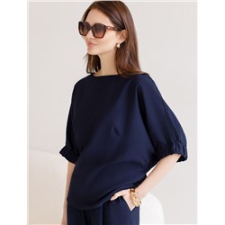 Свободная блузка с вырезом лодочка из плотного лиоцелла