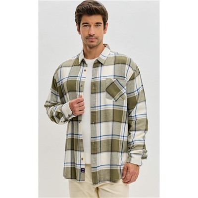 Рубашка F521-0460 khaki-milk