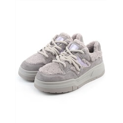 04-P123-2C GRAY Кроссовки демисезонные женские (натуральная замша, натуральная кожа, текстиль)