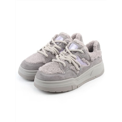 04-P123-2C GRAY Кроссовки демисезонные женские (натуральная замша, натуральная кожа, текстиль)